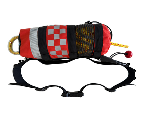 Big Water Flood Quick Release Rescue Throwbag — Orange with Reflective Checkers